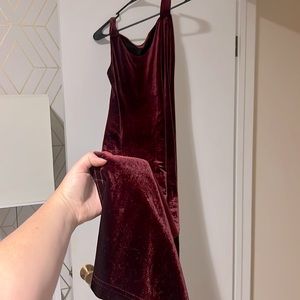 LA Belle Low Back Velvet Long Dress